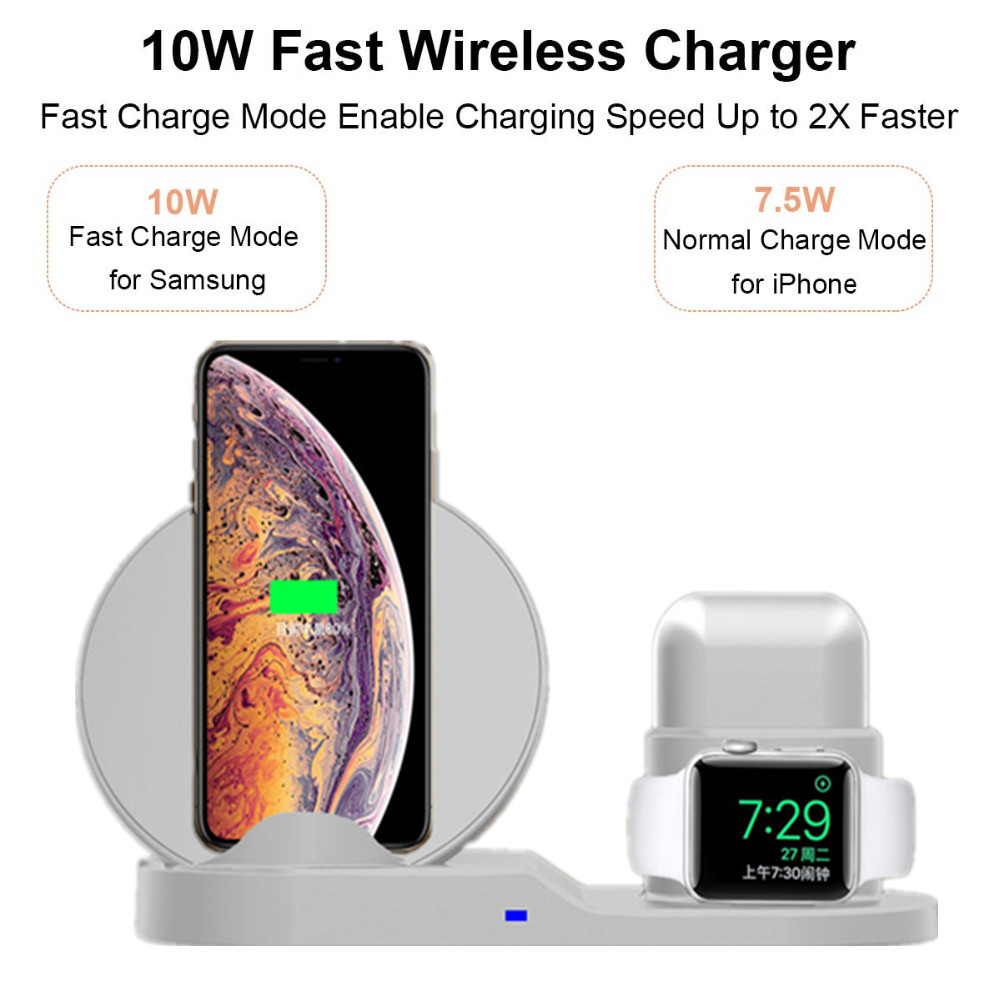 3 in 1 10W Schnelle Drahtlose Ladegerät Dock Station Schnelle Lade Für iPhone XR XS Max 8 für Apple uhr 2 3 4 Für AirPods Für Samsung 3 in 1 10W Schnelle Drahtlose Ladegerät Dock Station Schnelle Lade Für iPhone XR XS Max 8 für Apple uhr 2 3 4 Für AirPods Für Samsung