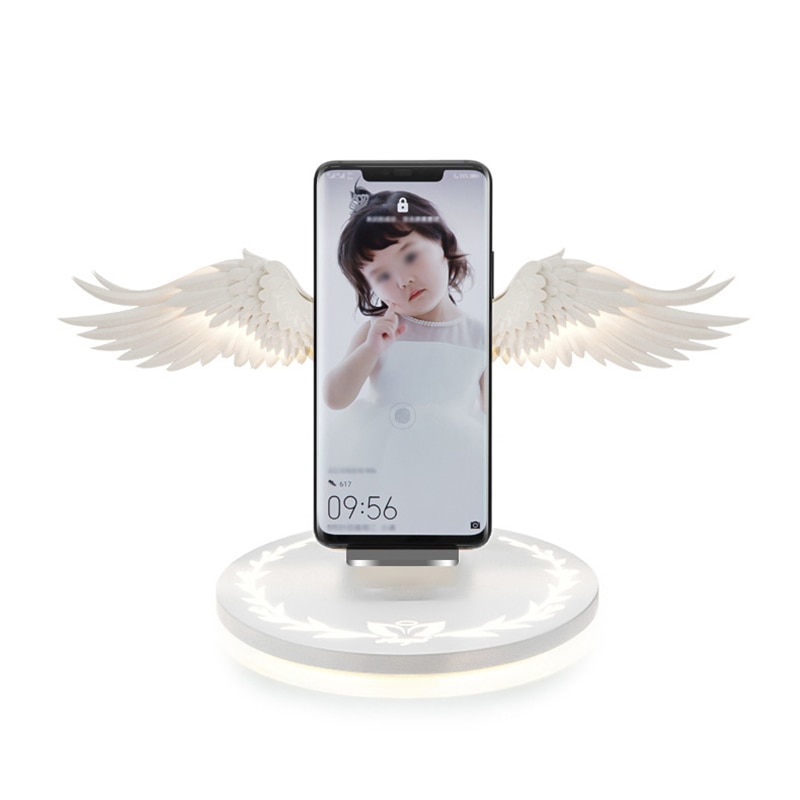 10W Drahtlose Ladegerät Engel Flügel Nacht Licht Handy Drahtlose Ladegerät für Android Apple USB Schnelle Ladung mit Nacht licht 10W Drahtlose Ladegerät Engel Flügel Nacht Licht Handy Drahtlose Ladegerät für Android Apple USB Schnelle Ladung mit Nacht licht