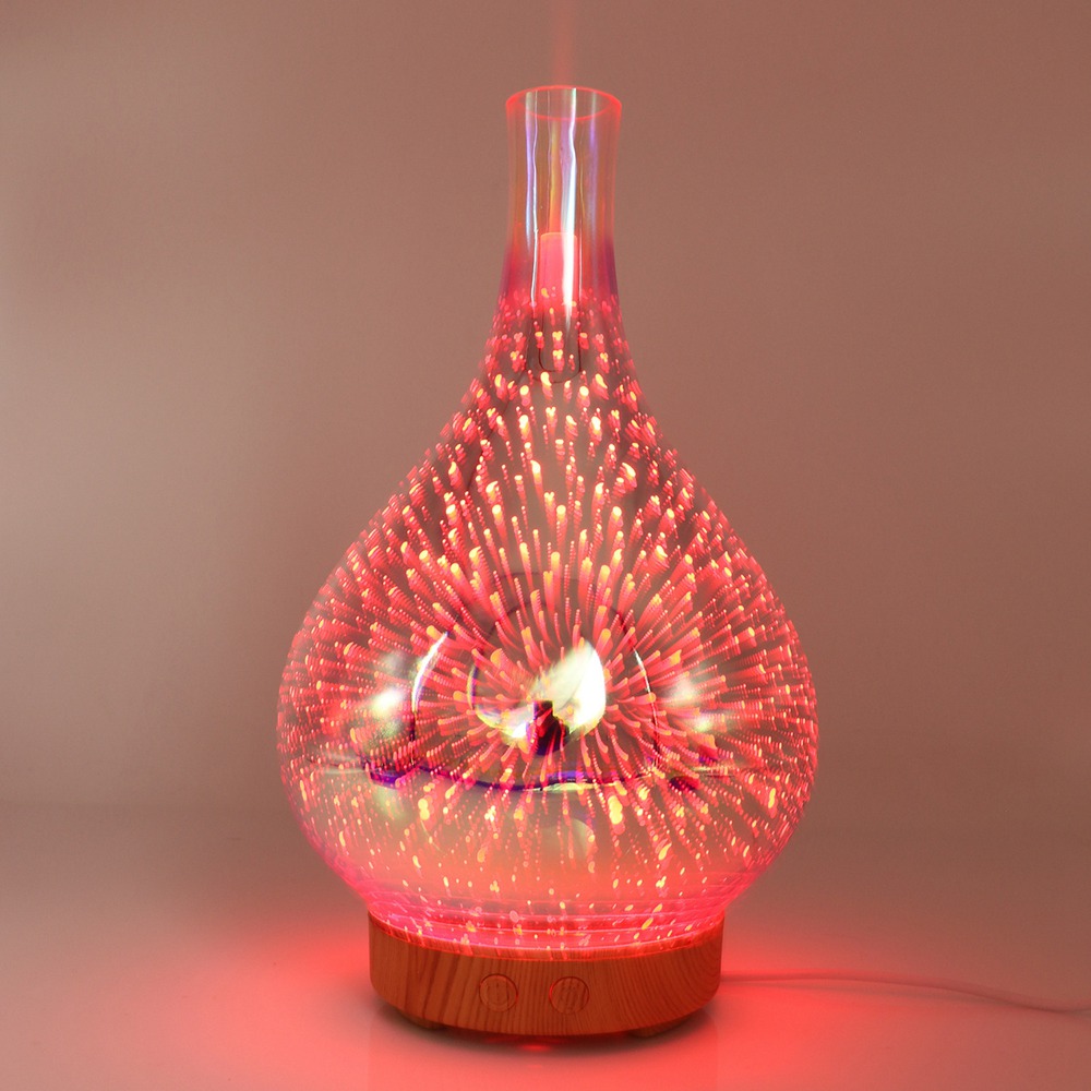 3D Feuerwerk Glas Vase Form Luftbefeuchter mit LED Nachtlicht Aroma Ätherisches Öl Diffusor Nebel Maker Ultraschall-luftbefeuchter 3D Feuerwerk Glas Vase Form Luftbefeuchter mit LED Nachtlicht Aroma Ätherisches Öl Diffusor Nebel Maker Ultraschall-luftbefeuchter