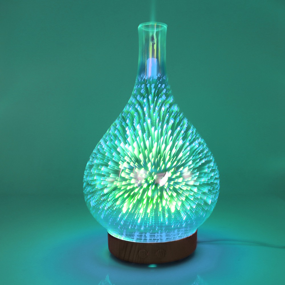 3D Feuerwerk Glas Vase Form Luftbefeuchter mit LED Nachtlicht Aroma Ätherisches Öl Diffusor Nebel Maker Ultraschall-luftbefeuchter 3D Feuerwerk Glas Vase Form Luftbefeuchter mit LED Nachtlicht Aroma Ätherisches Öl Diffusor Nebel Maker Ultraschall-luftbefeuchter