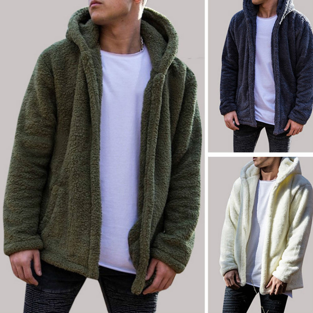 Winter Warme Männer Winter Dicke Hoodies Tops Flauschigen Fleece Pelz Jacke Mit Kapuze Mantel Oberbekleidung Langarm Strickjacken Winter Warme Männer Winter Dicke Hoodies Tops Flauschigen Fleece Pelz Jacke Mit Kapuze Mantel Oberbekleidung Langarm Strickjacken