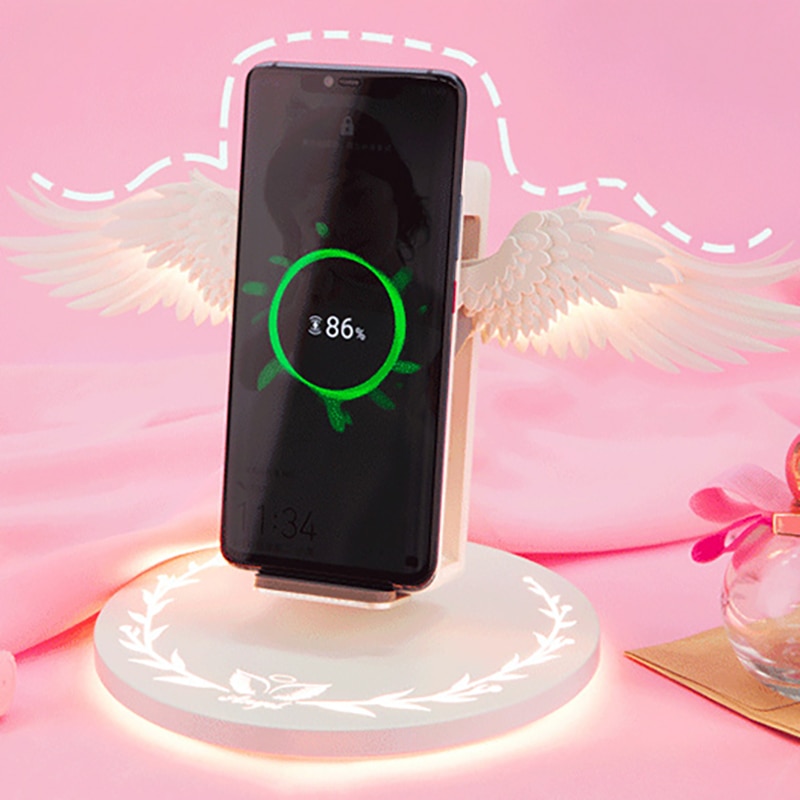 10W Drahtlose Ladegerät Engel Flügel Nacht Licht Handy Drahtlose Ladegerät für Android Apple USB Schnelle Ladung mit Nacht licht 10W Drahtlose Ladegerät Engel Flügel Nacht Licht Handy Drahtlose Ladegerät für Android Apple USB Schnelle Ladung mit Nacht licht