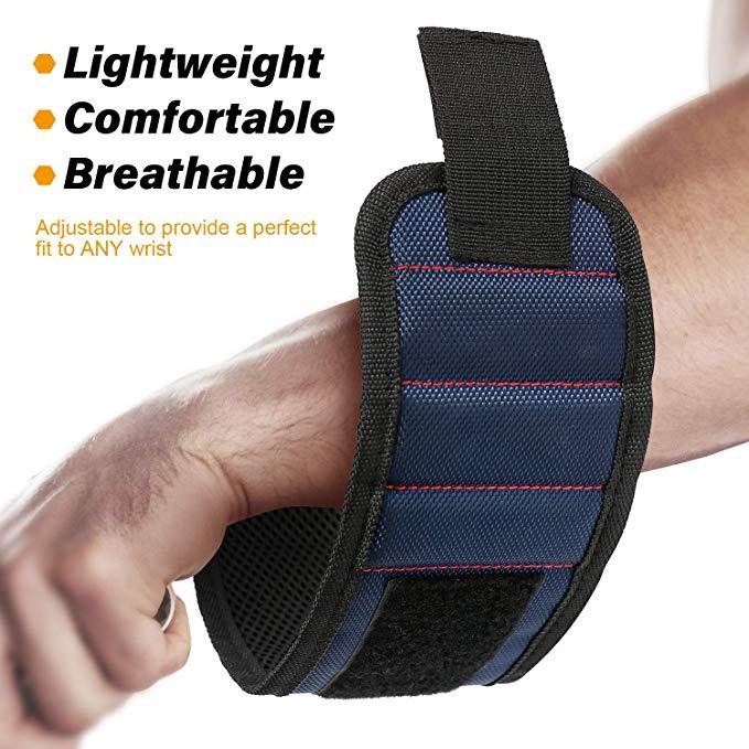 Magnetic Wristband Portable Tool Bag with 3 Magnet Electrician Wrist Tool Belt Screws Nails Drill Bits Bracelet for Repair Tool Color : red|dark blue|black|blue 